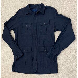 Eton Shirt Large Mens Overshirt Blue Brushed Flannel Cotton Cargo Utility EUC